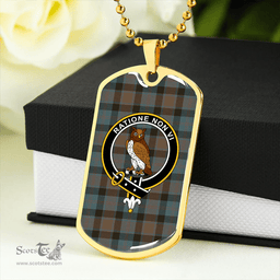 ScottishPlaid MacTaggart Weathered Clan Tartan Dog Tag Necklace - Crest Classic Scottish Plaid Tartan Plaid