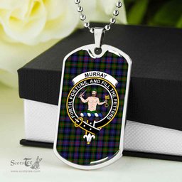 Scottish Murray (of Atholl) Clan Tartan Dog Tag Necklace - Crest Classic Scottish Plaid Tartan Plaid
