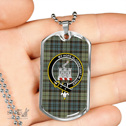 ScottishPlaid MacIsaac Weathered Clan Tartan Dog Tag Necklace - Crest Classic Scottish Plaid Tartan Plaid
