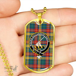 ScottishPlaid MacMillan #2 Ancient Clan Tartan Dog Tag Necklace - Crest Classic Scottish Plaid Tartan Plaid
