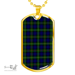 Scottish MacEwen Modern Clan Tartan Dog Tag Necklace - Classic Scottish Plaid Tartan Plaid