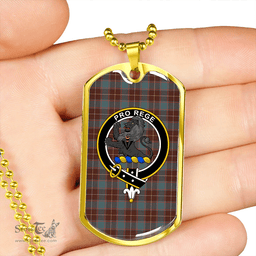 ScottishPlaid MacFie Hunting (MacPhee Hunting) Weathered Clan Tartan Dog Tag Necklace - Crest Classic Scottish Plaid Tartan Plaid
