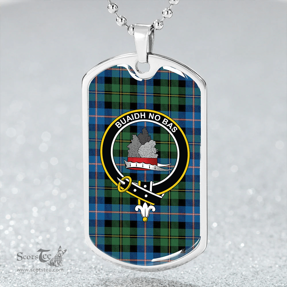 ScottishPlaid MacNeil of Barra Old (MacNeill Old) Ancient Clan Tartan Dog Tag Necklace - Crest Classic Scottish Plaid Tartan Plaid