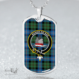 ScottishPlaid MacNeil of Barra Old (MacNeill Old) Ancient Clan Tartan Dog Tag Necklace - Crest Classic Scottish Plaid Tartan Plaid