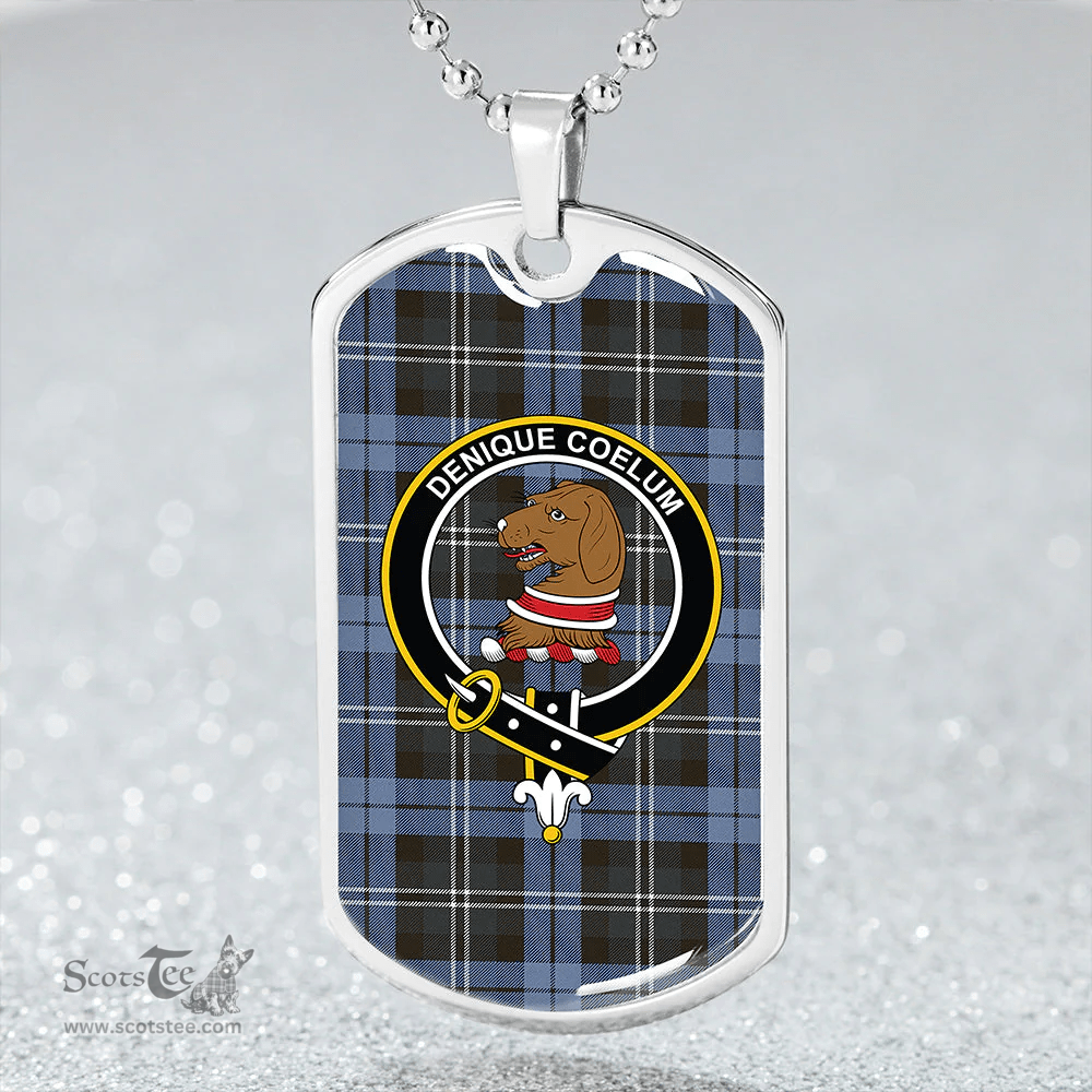 ScottishPlaid Melville Weathered Clan Tartan Dog Tag Necklace - Crest Classic Scottish Plaid Tartan Plaid