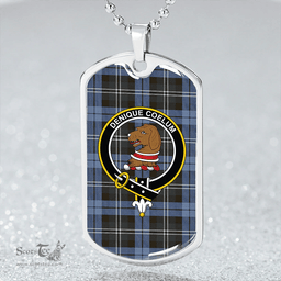 ScottishPlaid Melville Weathered Clan Tartan Dog Tag Necklace - Crest Classic Scottish Plaid Tartan Plaid