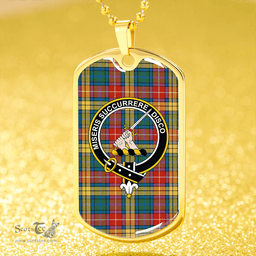 ScottishPlaid MacMillan #2 Ancient Clan Tartan Dog Tag Necklace - Crest Classic Scottish Plaid Tartan Plaid