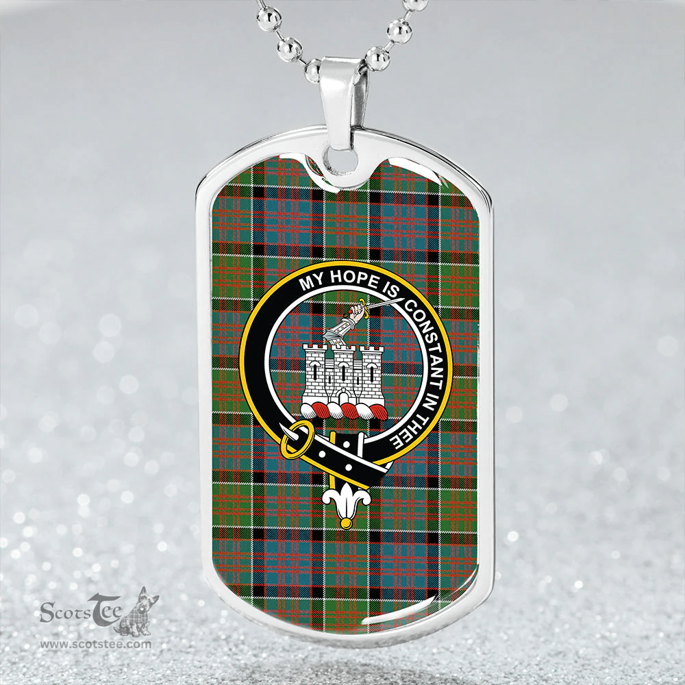 ScottishPlaid MacDonald of Clanranald (Donald of Clanranald) Ancient Clan Tartan Dog Tag Necklace - Crest Classic Scottish Plaid Tartan Plaid