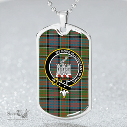 ScottishPlaid MacDonald of Clanranald (Donald of Clanranald) Ancient Clan Tartan Dog Tag Necklace - Crest Classic Scottish Plaid Tartan Plaid