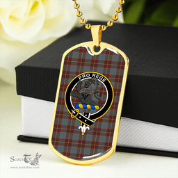 ScottishPlaid MacFie Hunting (MacPhee Hunting) Weathered Clan Tartan Dog Tag Necklace - Crest Classic Scottish Plaid Tartan Plaid