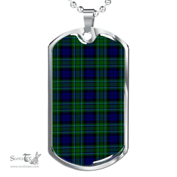 Scottish MacCallum Modern Clan Tartan Dog Tag Necklace - Classic Scottish Plaid Tartan Plaid
