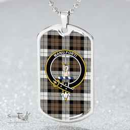 ScottishPlaid MacKay Dress Weathered Clan Tartan Dog Tag Necklace - Crest Classic Scottish Plaid Tartan Plaid