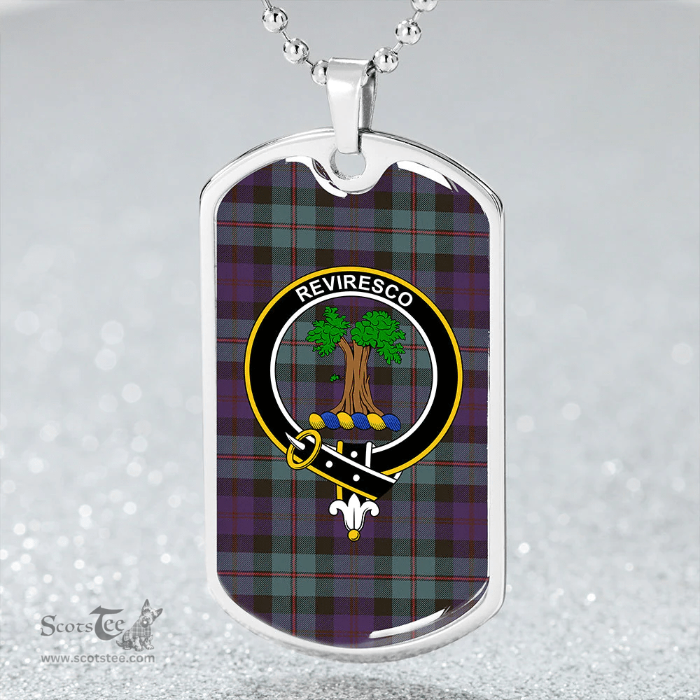 ScottishPlaid MacEwan 1856 Weathered Clan Tartan Dog Tag Necklace - Crest Classic Scottish Plaid Tartan Plaid