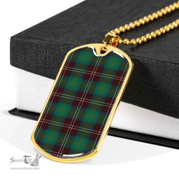 Scottish Chisholm Hunting Ancient Clan Tartan Dog Tag Necklace - Classic Scottish Plaid Tartan Plaid