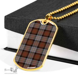 Scottish Cameron of Erracht Weathered Clan Tartan Dog Tag Necklace - Classic Scottish Plaid Tartan Plaid