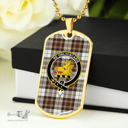 ScottishPlaid MacKellar Dress Weathered Clan Tartan Dog Tag Necklace - Crest Classic Scottish Plaid Tartan Plaid