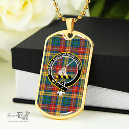 ScottishPlaid MacMillan #2 Ancient Clan Tartan Dog Tag Necklace - Crest Classic Scottish Plaid Tartan Plaid