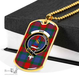 Scottish Mar Clan Tartan Dog Tag Necklace - Crest Classic Scottish Plaid Tartan Plaid