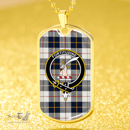 ScottishPlaid MacRae of Conchra Modern Clan Tartan Dog Tag Necklace - Crest Classic Scottish Plaid Tartan Plaid