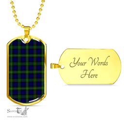 Scottish MacEwen Modern Clan Tartan Dog Tag Necklace - Classic Scottish Plaid Tartan Plaid