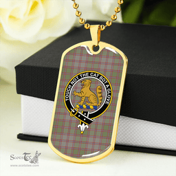 ScottishPlaid MacPherson of Glentruim Weathered Clan Tartan Dog Tag Necklace - Crest Classic Scottish Plaid Tartan Plaid