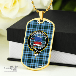 ScottishPlaid Weir Modern Clan Tartan Dog Tag Necklace - Crest Classic Scottish Plaid Tartan Plaid