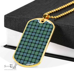 Scottish Melville Clan Tartan Dog Tag Necklace - Classic Scottish Plaid Tartan Plaid