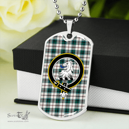 ScottishPlaid MacNaughton Dress #2 Modern Clan Tartan Dog Tag Necklace - Crest Classic Scottish Plaid Tartan Plaid