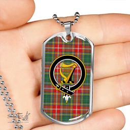 ScottishPlaid MacWhirter Modern Clan Tartan Dog Tag Necklace - Crest Classic Scottish Plaid Tartan Plaid