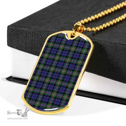 Scottish Baird Modern Clan Tartan Dog Tag Necklace - Classic Scottish Plaid Tartan Plaid