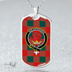 ScottishPlaid Moncrieffe Modern Clan Tartan Dog Tag Necklace - Crest Classic Scottish Plaid Tartan Plaid