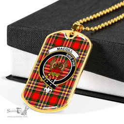 Scottish MacGill (Makgill) Clan Tartan Dog Tag Necklace - Crest Classic Scottish Plaid Tartan Plaid