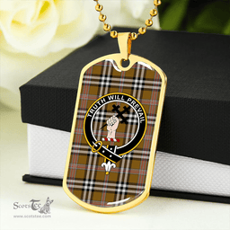 ScottishPlaid Thomson Camel #3 (Thompson Camel #3) Ancient Clan Tartan Dog Tag Necklace - Crest Classic Scottish Plaid Tartan Plaid