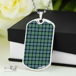 Scottish Melville Clan Tartan Dog Tag Necklace - Classic Scottish Plaid Tartan Plaid
