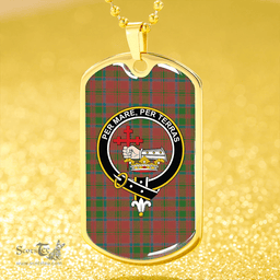 ScottishPlaid MacDonald of Glencoe (Donald of Glencoe) Ancient Clan Tartan Dog Tag Necklace - Crest Classic Scottish Plaid Tartan Plaid