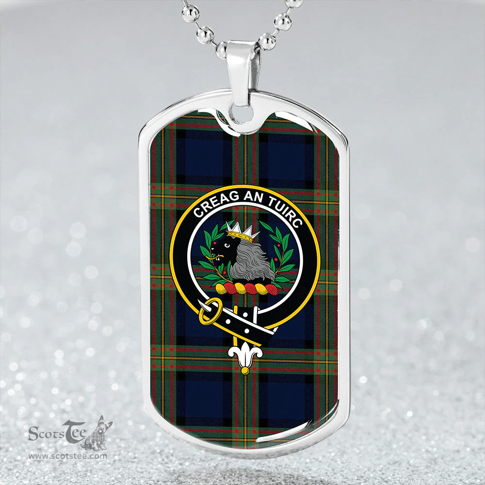 ScottishPlaid MacLaren of Broich Modern Clan Tartan Dog Tag Necklace - Crest Classic Scottish Plaid Tartan Plaid