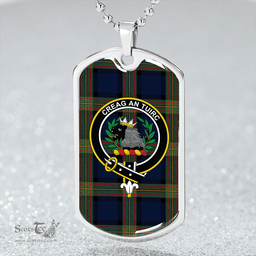 ScottishPlaid MacLaren of Broich Modern Clan Tartan Dog Tag Necklace - Crest Classic Scottish Plaid Tartan Plaid