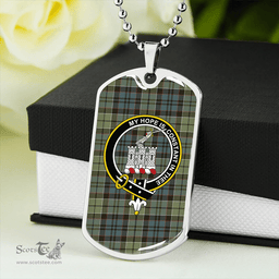 ScottishPlaid MacIsaac Weathered Clan Tartan Dog Tag Necklace - Crest Classic Scottish Plaid Tartan Plaid