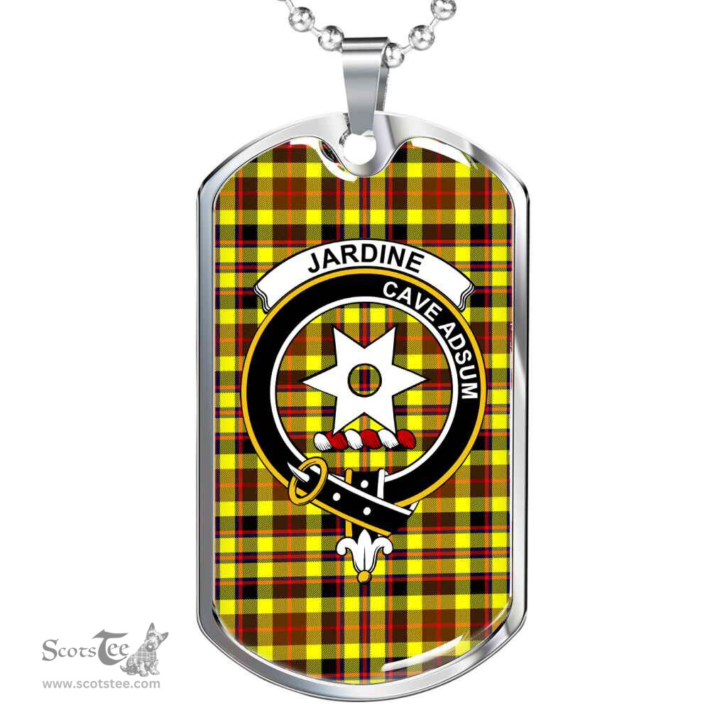Scottish Jardine Clan Tartan Dog Tag Necklace - Crest Classic Scottish Plaid Tartan Plaid