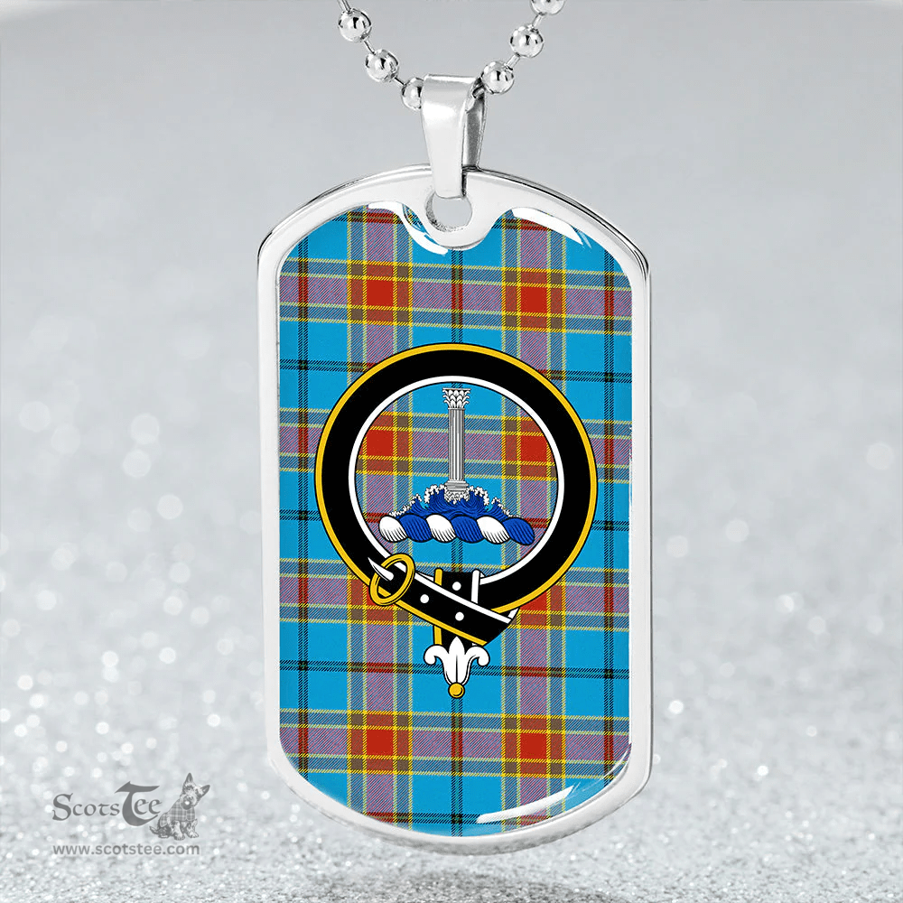 ScottishPlaid Traill (Trayle) Weathered Clan Tartan Dog Tag Necklace - Crest Classic Scottish Plaid Tartan Plaid