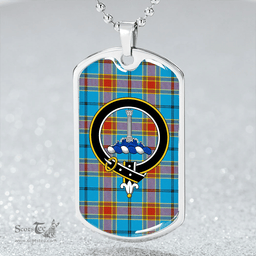 ScottishPlaid Traill (Trayle) Weathered Clan Tartan Dog Tag Necklace - Crest Classic Scottish Plaid Tartan Plaid