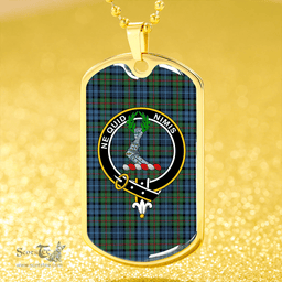 ScottishPlaid MacKinlay #2 Ancient Clan Tartan Dog Tag Necklace - Crest Classic Scottish Plaid Tartan Plaid