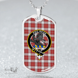 ScottishPlaid MacFie Dress (MacPhee Dress) Weathered Clan Tartan Dog Tag Necklace - Crest Classic Scottish Plaid Tartan Plaid