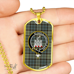 ScottishPlaid MacIsaac Weathered Clan Tartan Dog Tag Necklace - Crest Classic Scottish Plaid Tartan Plaid