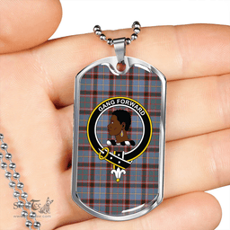 ScottishPlaid Stirling and Bannockburn Weathered Clan Tartan Dog Tag Necklace - Crest Classic Scottish Plaid Tartan Plaid