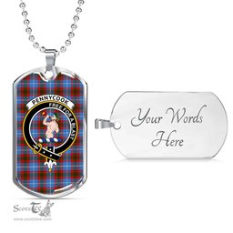 Scottish Pennycook Clan Tartan Dog Tag Necklace - Crest Classic Scottish Plaid Tartan Plaid