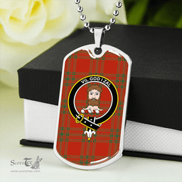 ScottishPlaid Menzies Ancient Clan Tartan Dog Tag Necklace - Crest Classic Scottish Plaid Tartan Plaid