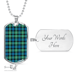 Scottish Gunn Ancient Clan Tartan Dog Tag Necklace - Classic Scottish Plaid Tartan Plaid