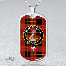 ScottishPlaid Wallace (Wallas) Ancient Clan Tartan Dog Tag Necklace - Crest Classic Scottish Plaid Tartan Plaid