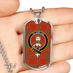 ScottishPlaid Menzies Ancient Clan Tartan Dog Tag Necklace - Crest Classic Scottish Plaid Tartan Plaid